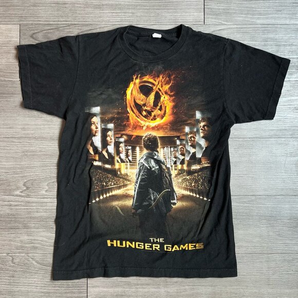2012 The Hunger Games Movie Promo T-Shirt Graphic Tee Katniss Peeta Size S - Picture 1 of 5